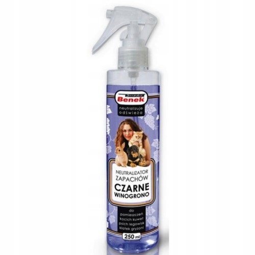 Neutralizator zapachów czarne winogrono 250ml Super Benek spray, do kuwety