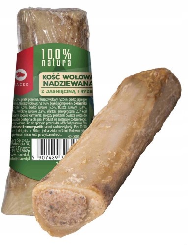 Maced kość wołowa z farszem jagnięcina z ryżem 150 g 100% naturalny gryzak