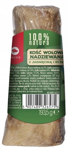 Maced kość wołowa z farszem jagnięcina z ryżem 150 g 100% naturalny gryzak