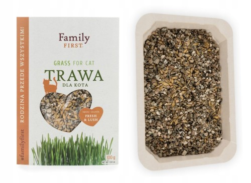 Trawa dla kota w pojemniku odkłaczająca koci przysmak 100 g
