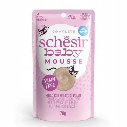 Schesir Baby Mousse karma mokra dla kociąt kurczak z wątróbką 70 g