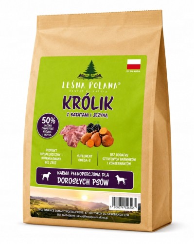 LEŚNA POLANA Karma dla psa Królik z Batatami 12 kg Bezzbożowa