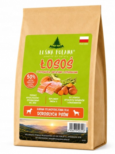 LEŚNA POLANA Karma dla psa Łosoś z Pstrągiem i Batatami 12 kg Bezzbożowa