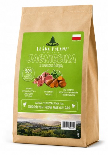 LEŚNA POLANA Karma dla psa małych ras Jagnięcina z Batatami 2 kg Bezzbożowa