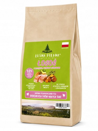 LEŚNA POLANA Karma dla psa małych ras Łosoś z Batatami 2 kg Bezzbożowa