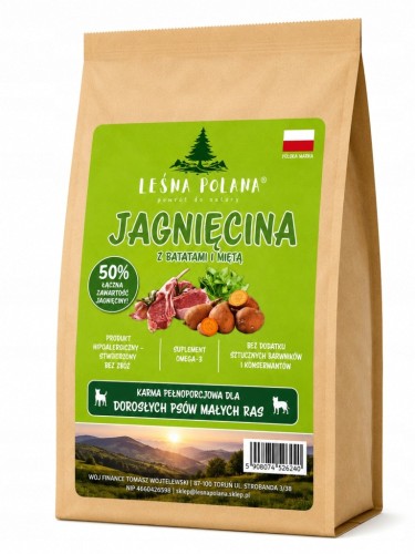 LEŚNA POLANA Karma dla psa małych ras Jagnięcina z Batatami 6 kg Bezzbożowa