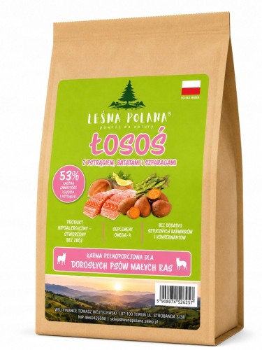 LEŚNA POLANA Karma dla psa małych ras Łosoś z Batatami 6 kg Bezzbożowa