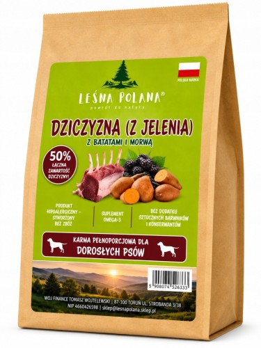 LEŚNA POLANA Karma dla psa Dziczyzna z Jelenia 12 kg Bezzbożowa
