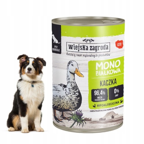 Wiejska Zagroda Kaczka Mono 12x400g bez Zbóż Mokra Karma Pokarm dla Psa
