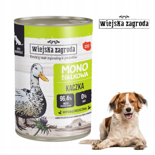Wiejska Zagroda Kaczka Mono 12x400g bez Zbóż Mokra Karma Pokarm dla Psa