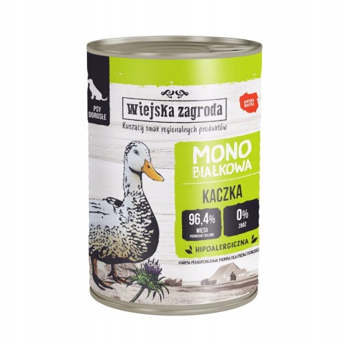 Wiejska Zagroda Kaczka Mono 12x400g bez Zbóż Mokra Karma Pokarm dla Psa