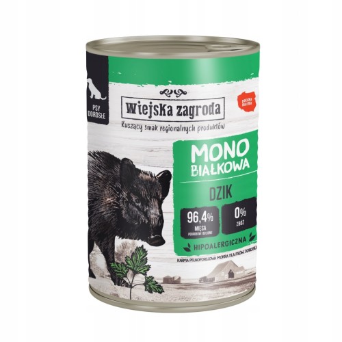 Wiejska Zagroda monobiałkowa mokra karma dla psa dorosłego dziczyzna 400g