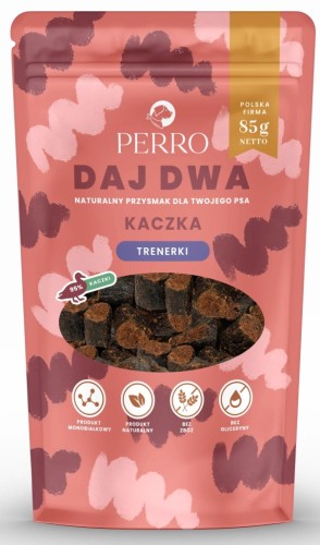 Perro Daj Dwa przysmaki suszone dla psa trenerki kaczka 85g