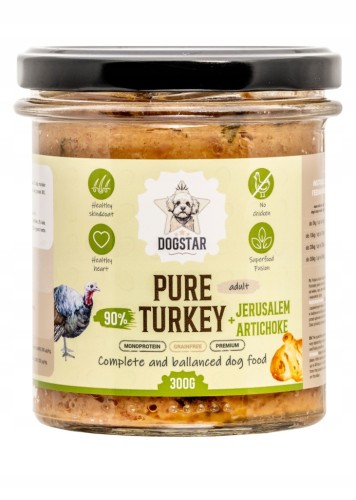 DOGSTAR karma mokra dla psa indyk z topinamburem 300 g Pure Turkey