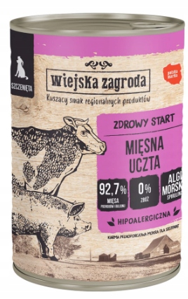 Wiejska Zagroda Karma mokra dla psa Mięsna uczta dla szczeniąt 400g