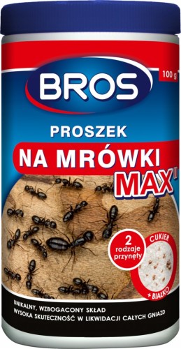 BROS Proszek na mrówki MAX, dwa rodzaje przynęty, 100 g